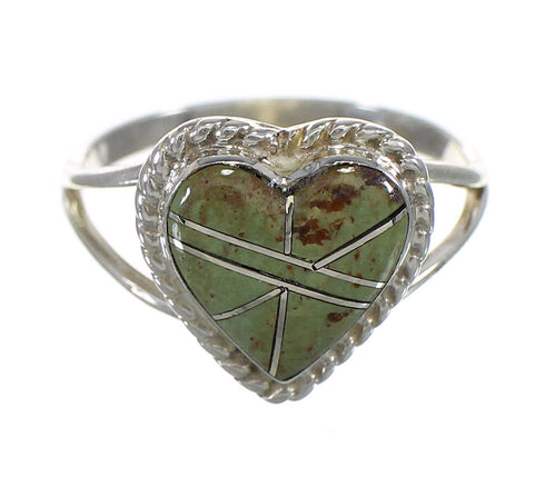 Turquoise Silver Southwestern Heart Ring Size 7-3/4 YX80285
